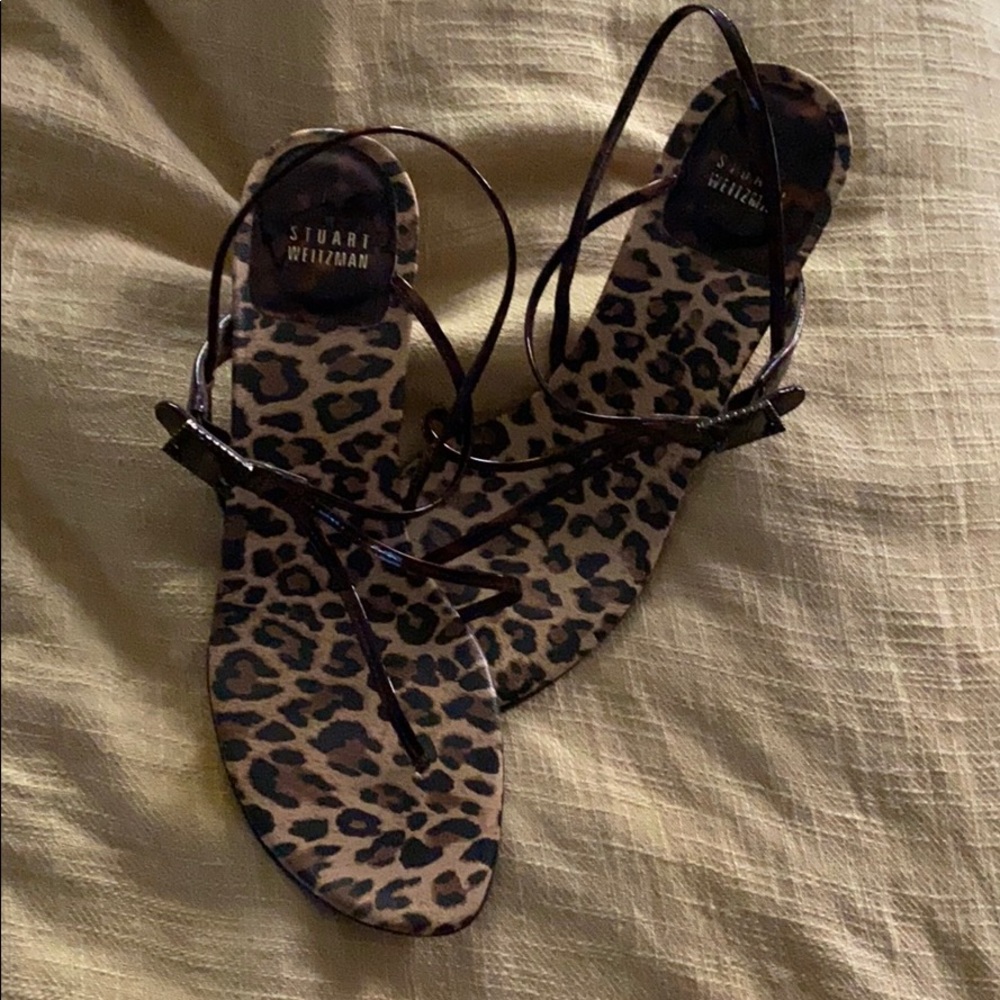 Stuart Weitzman Vintage Leopard Strappy Heels